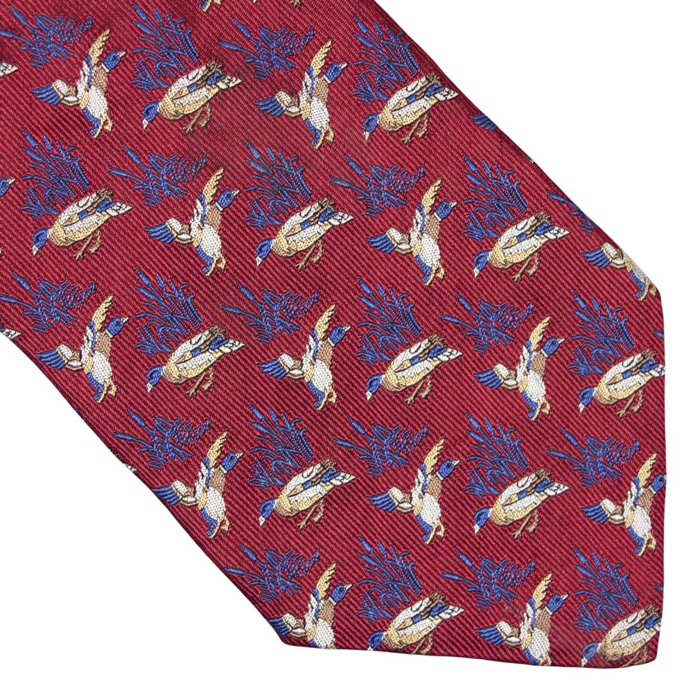 Brooks Brothers Makers Red Silk Mallard Duck Flying Tie Made in USA